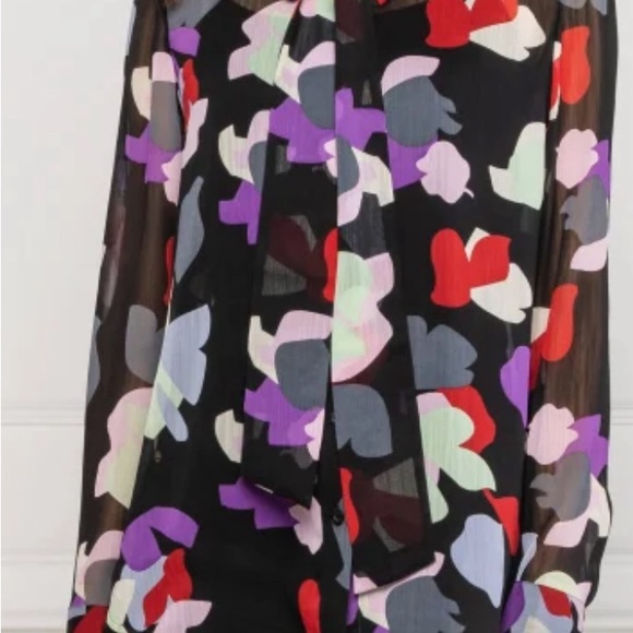 Emporio Armani Sheer Floral Blouse with Tie Collar - Picture 4 of 9